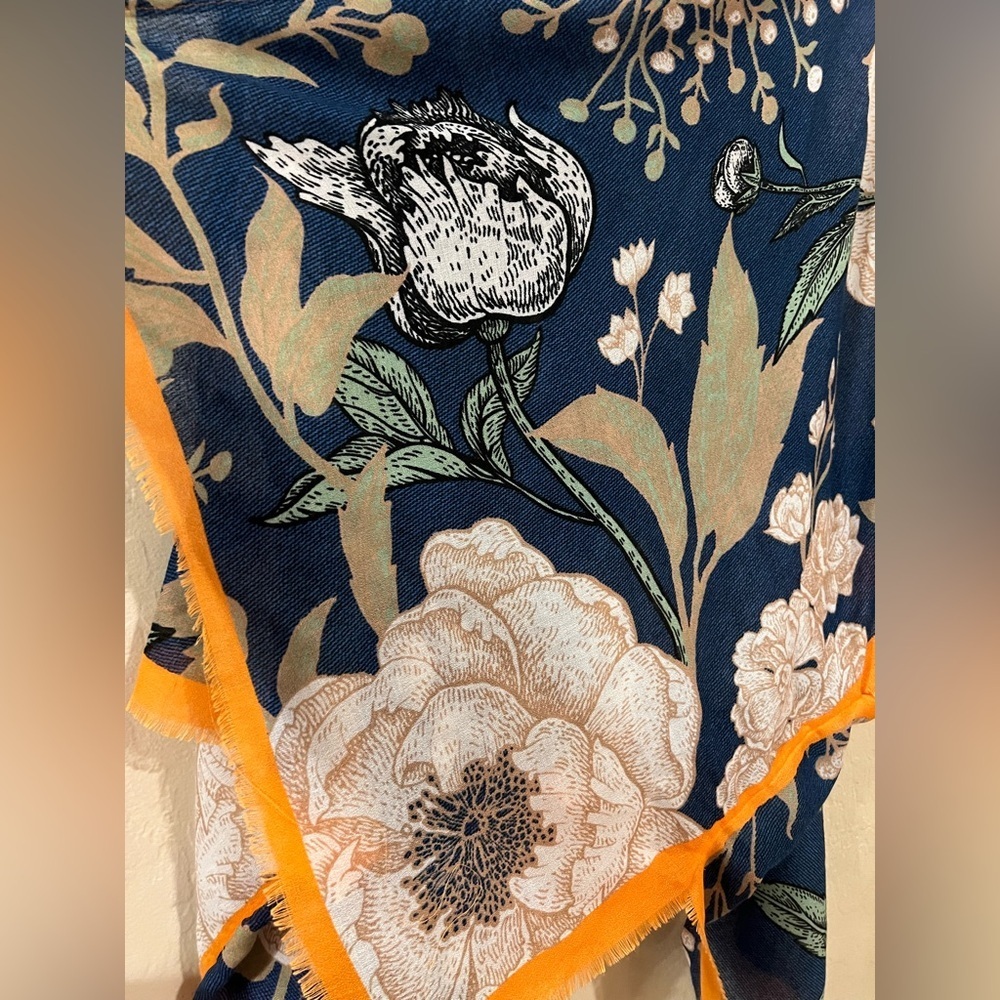 North Bohème Floral Kimono Blue Orange Boho Duster Wrap One Size - Picture 4 of 5